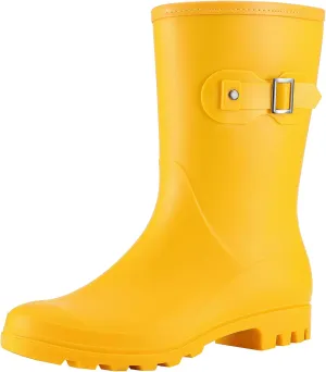 Evshine Women's Mid Calf Rain Boots Waterproof Garden Shoes