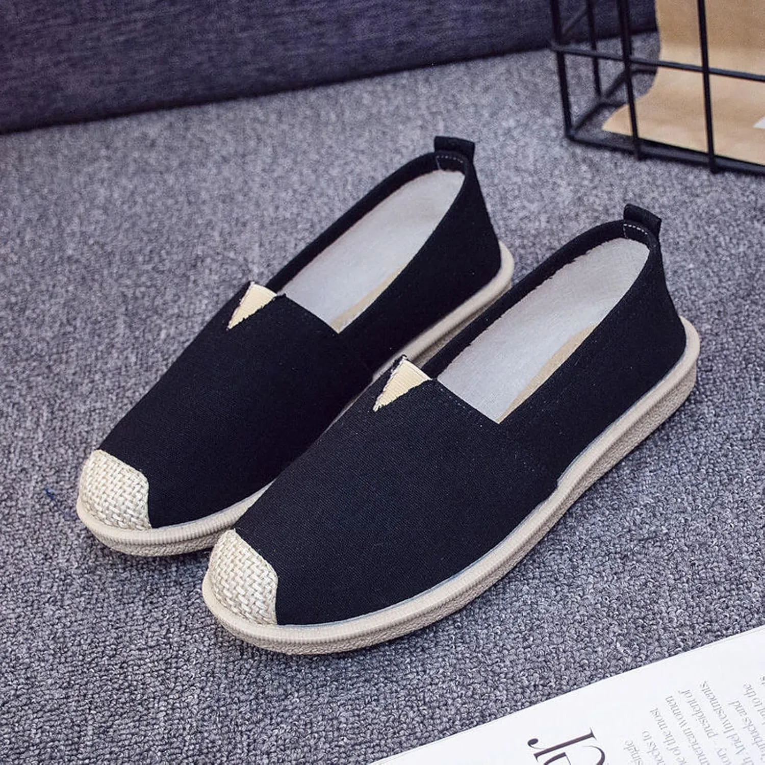 eYLun Women Loafers Slip On Shoes Canvas Flats Work Shoes Casual Comfortable Walking Shoes