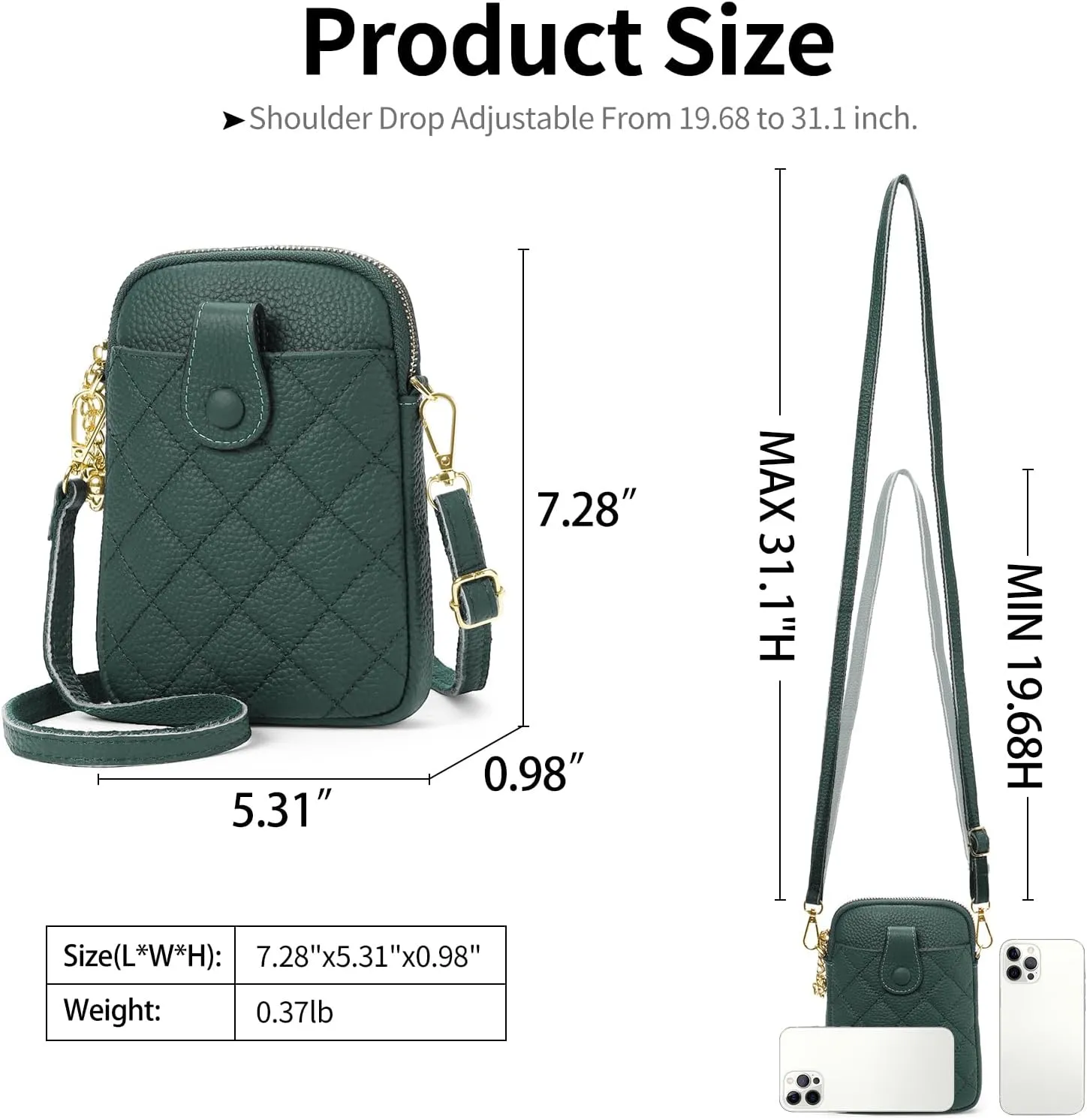 FALAN MULE Small Crossbody Bags for Women,Leather Trendy Cell Phone Bag Wallet Purses with Adjustable Strap