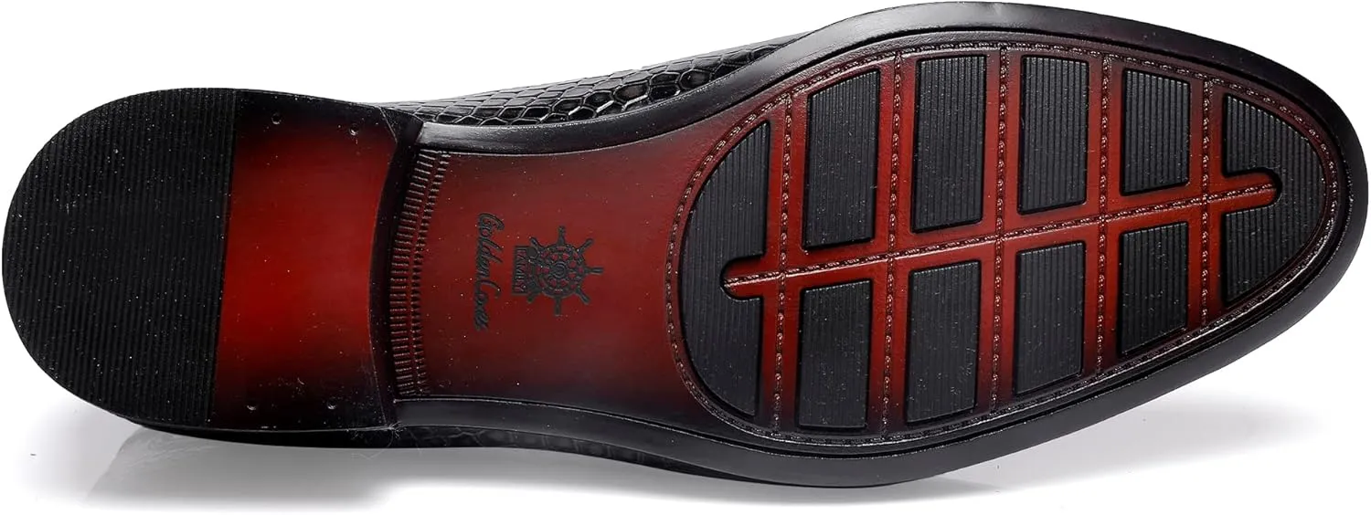 Fashion Leather Dress Shoes for Mens, Premium Formal Alligator Printed Classic Dress Loafer Shoe Business Slip On Penny Shoes for Men