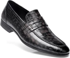Fashion Leather Dress Shoes for Mens, Premium Formal Alligator Printed Classic Dress Loafer Shoe Business Slip On Penny Shoes for Men