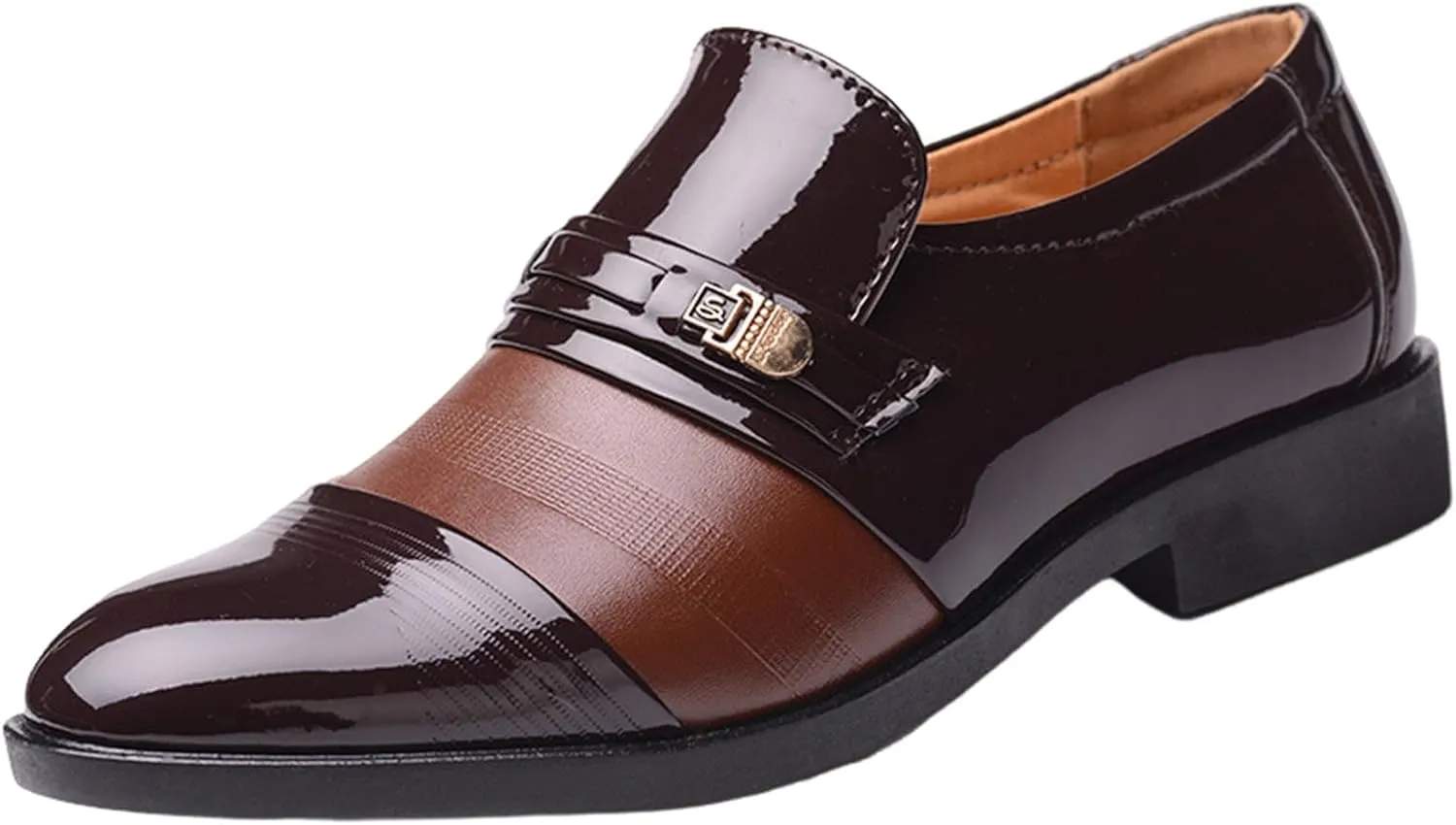 Fashion Summer and Autumn Men Leather Shoes Pointed Toe Low Heeled Slip On Hollow Breathable Men High Top Leather Shoes Men's