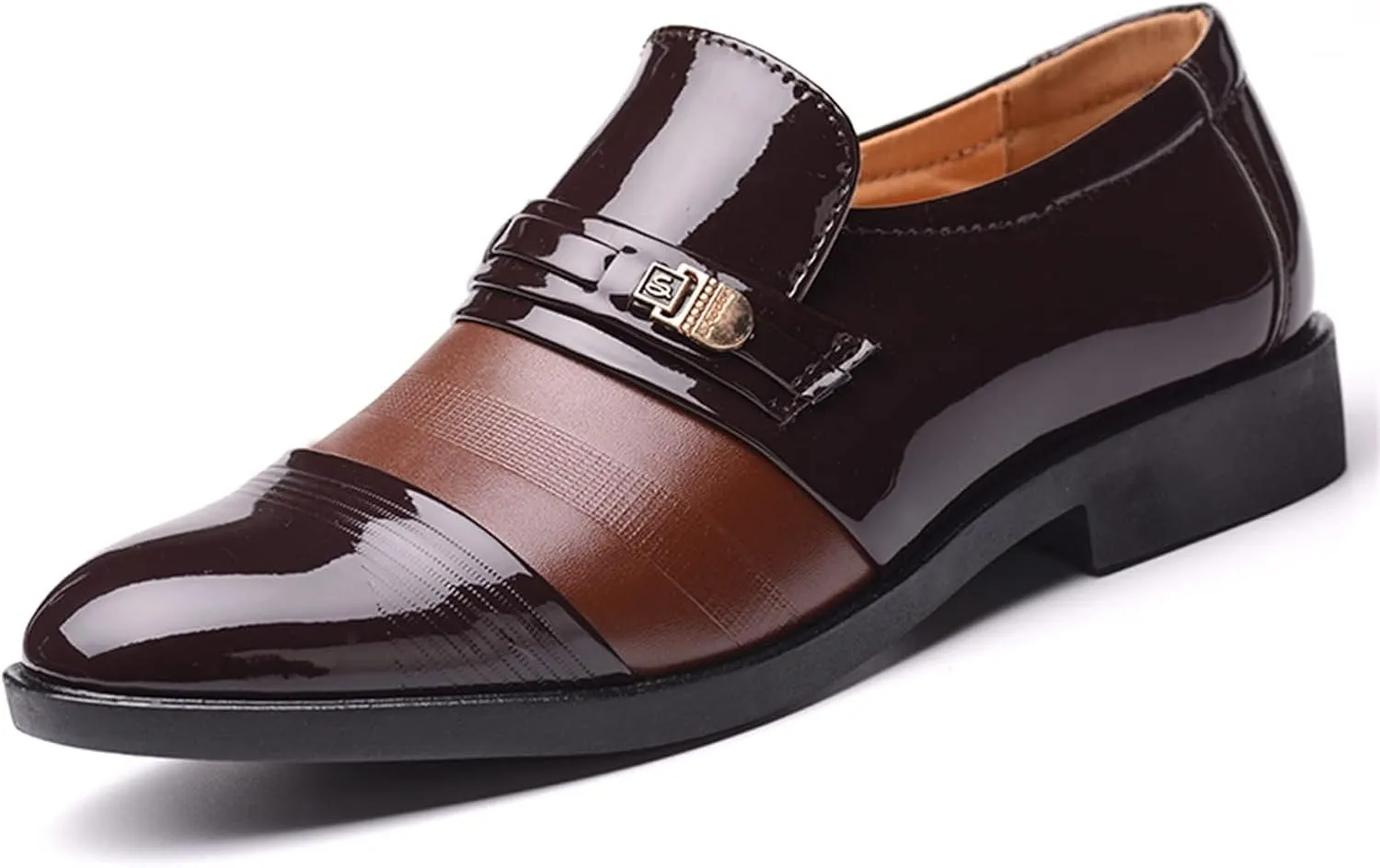Fashion Summer and Autumn Men Leather Shoes Pointed Toe Low Heeled Slip On Hollow Breathable Men High Top Leather Shoes Men's