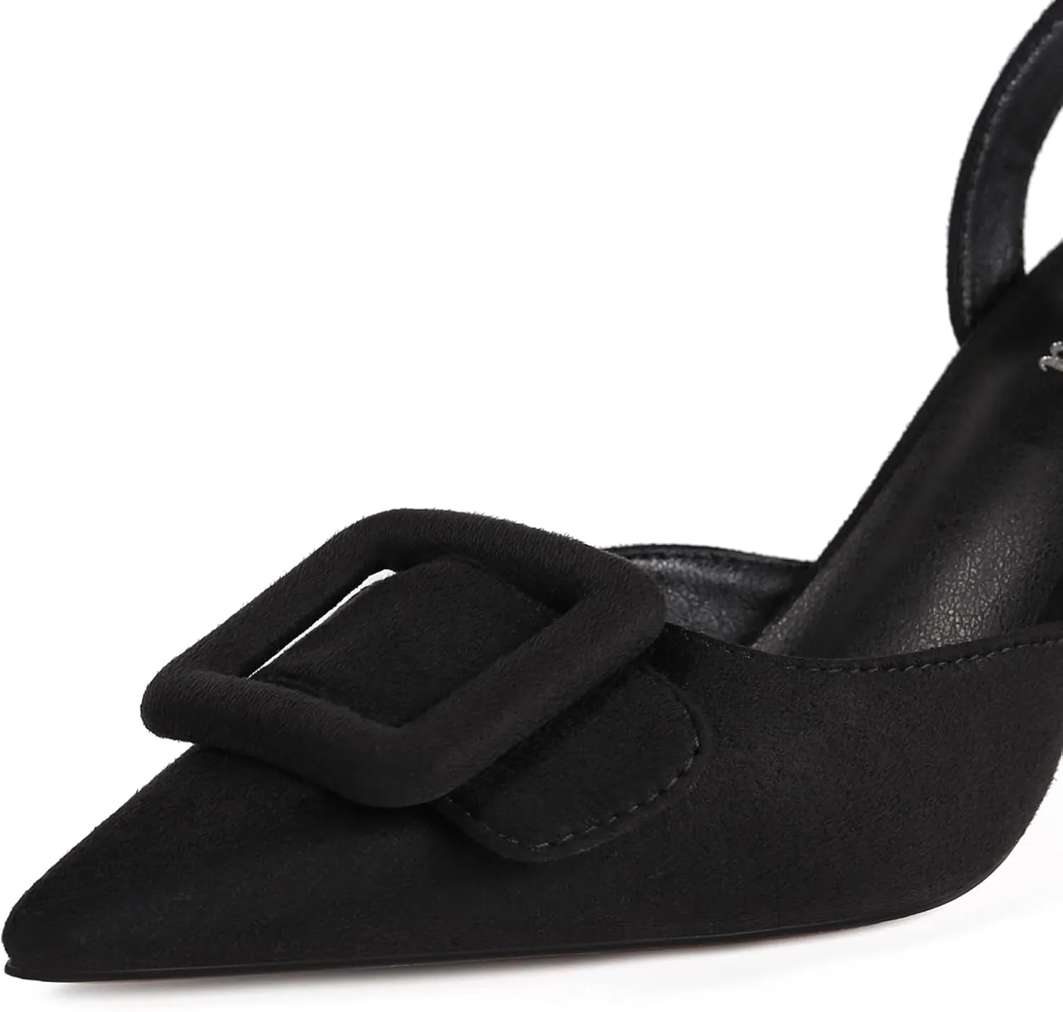 Fericzot Slingback Kitten Heels for Women,Sling Back Buckle Pumps Pointed Toe Kitten Heels Suede Wedding Party Shoes