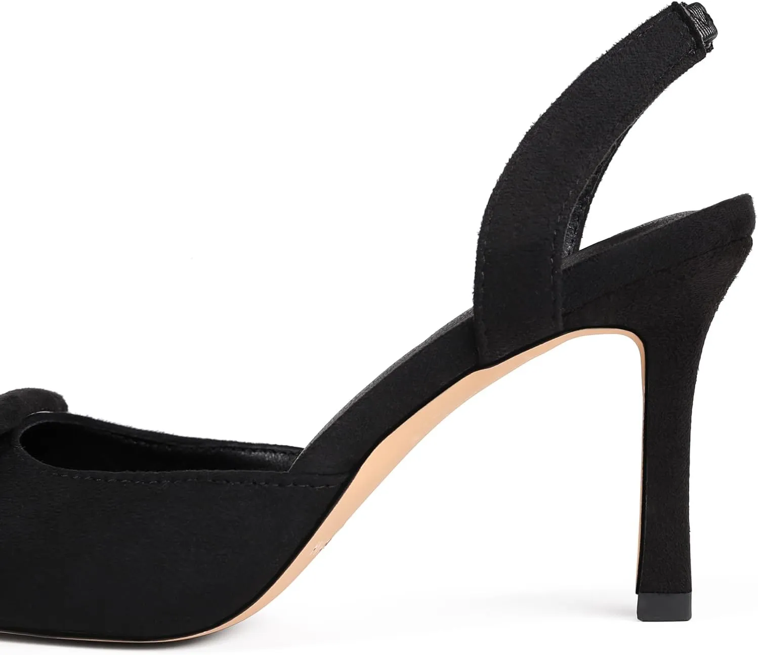 Fericzot Slingback Kitten Heels for Women,Sling Back Buckle Pumps Pointed Toe Kitten Heels Suede Wedding Party Shoes