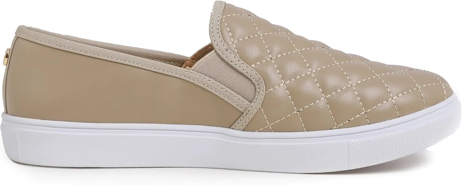 FEVERSOLE Women's Casual Slip On Sneaker Comfort Quilted Loafer Flats