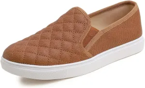 FEVERSOLE Women's Casual Slip On Sneaker Comfort Quilted Loafer Flats