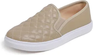 FEVERSOLE Women's Casual Slip On Sneaker Comfort Quilted Loafer Flats