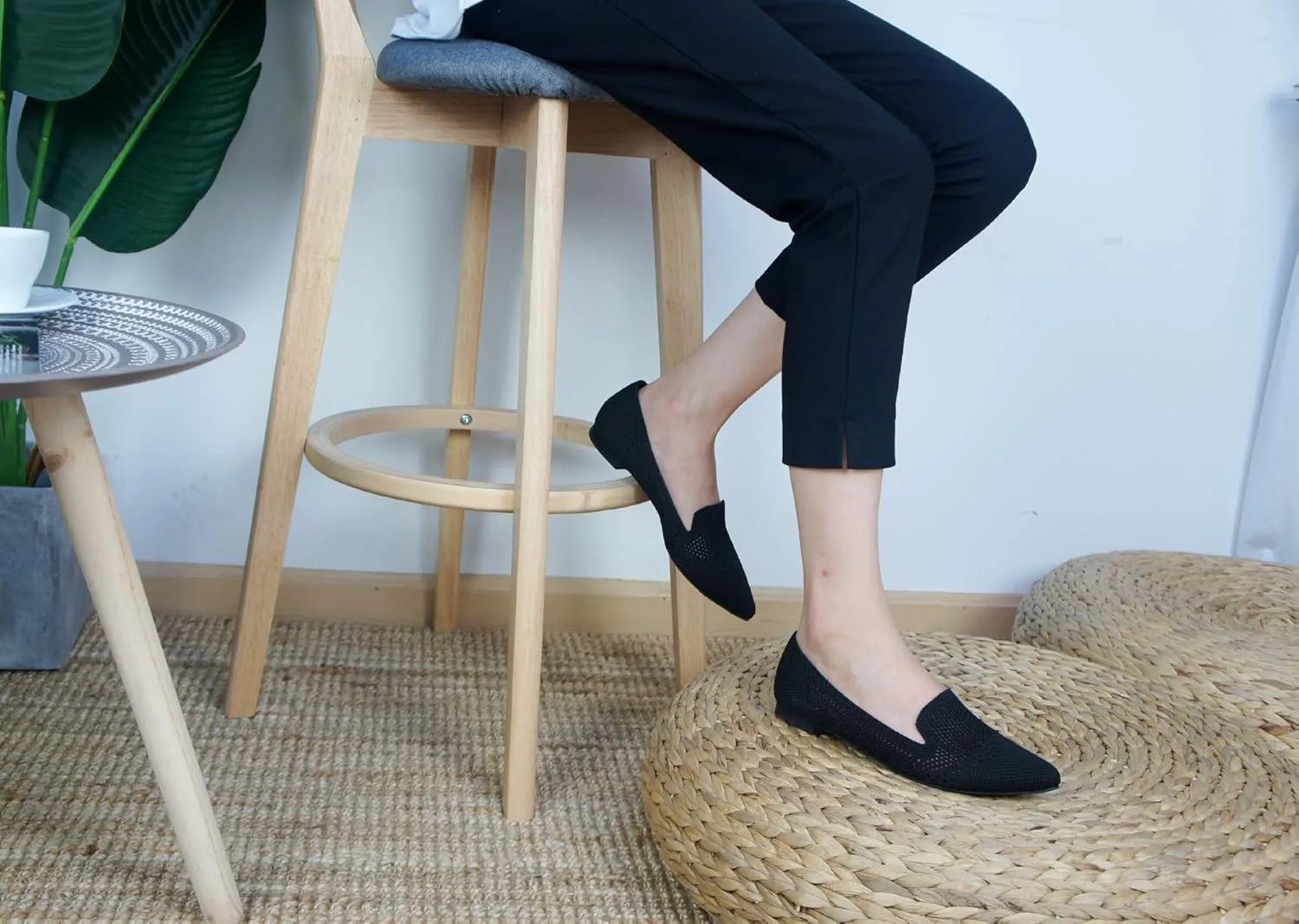 Feversole Women's Woven Fashion Breathable Knit Flat Shoes