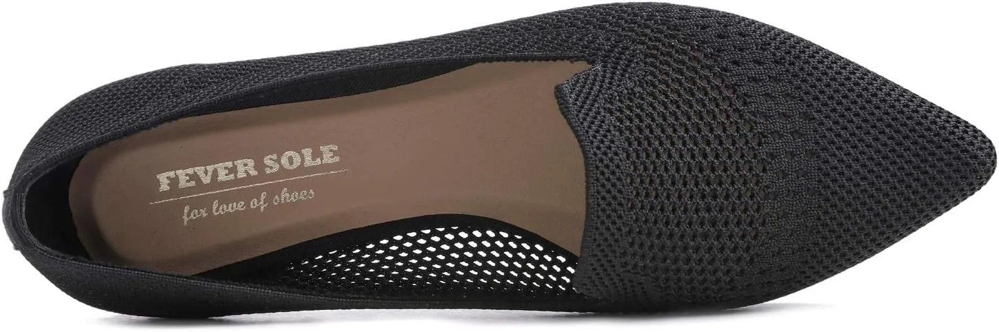 Feversole Women's Woven Fashion Breathable Knit Flat Shoes