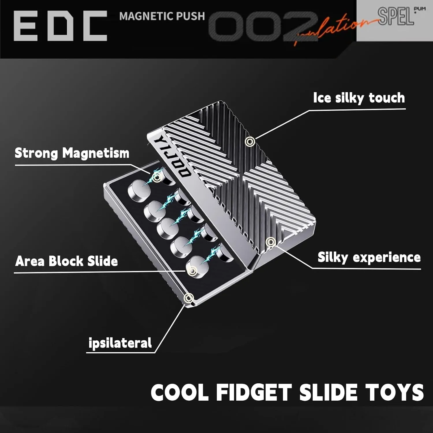 Fidget Slider, Metal Fidget Toy Adults-Smooth Operation with Mesmerizing Sounds, Stress Relief & Anxiety ADHD, Durable Pocket Desk Toy, for Friends, Perfect for Office, Home and Wait(Gray)