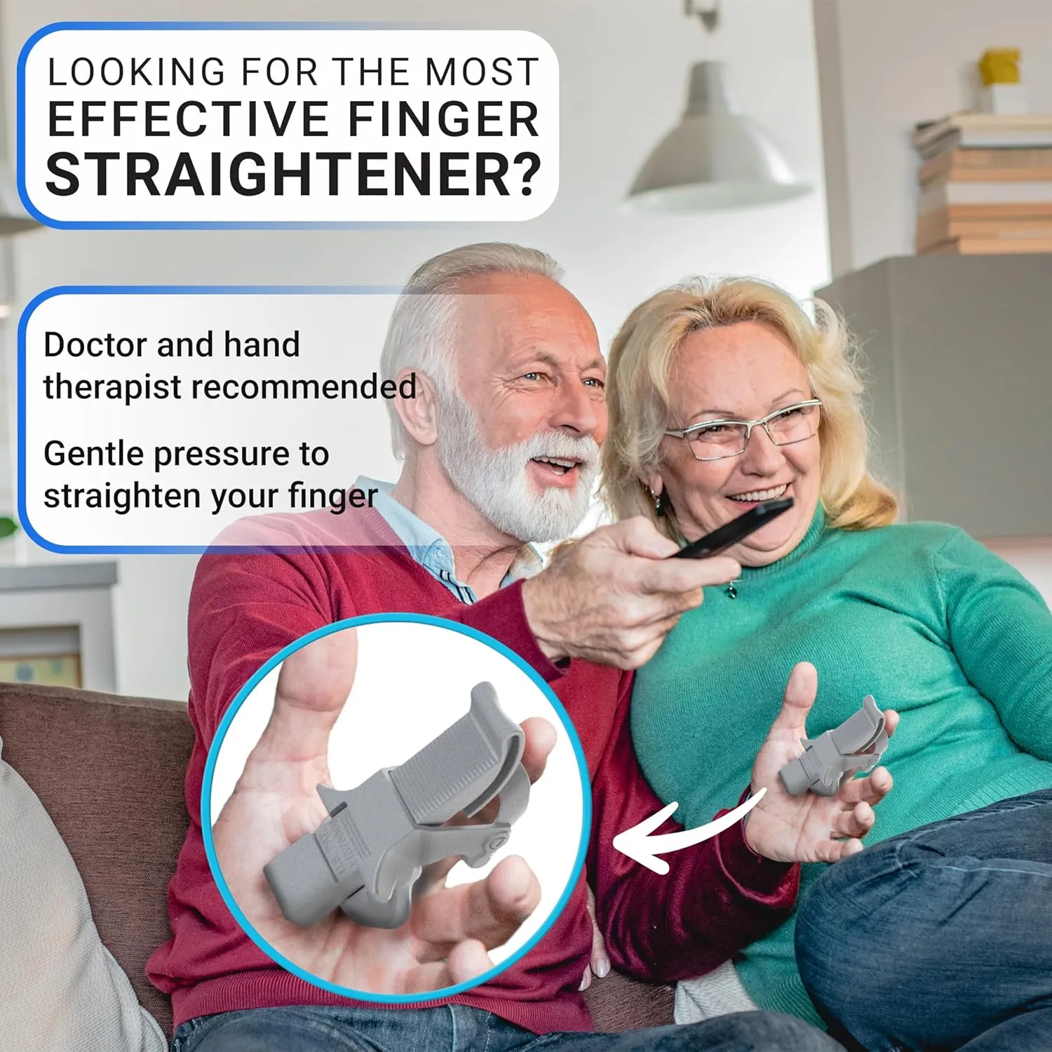 Finger Straightener | PIP Extension Orthosis/Splint For Bent Fingers, PIP Flexion Contractures | Adjustable Joint Stretcher Device | Made in USA | Gray/Medium