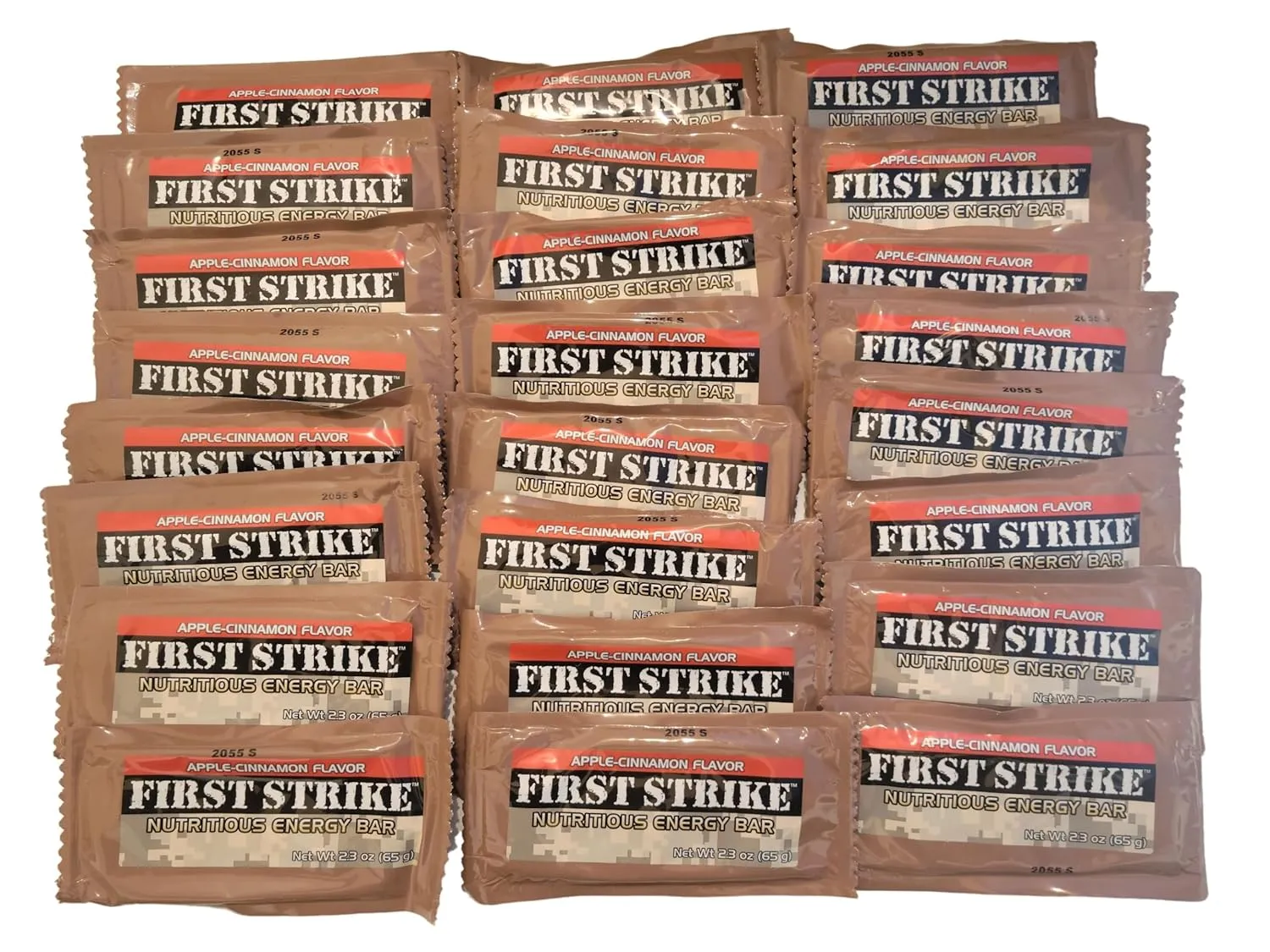 First Strike Energy Bars, Full Size (2.3 oz.) Vitamin Fortified Nutritious Energy Bars - Authentic USGI MRE Dessert component available in 6, 12, 24, 48 and 100 Packs (24, Apple Cinnamon)