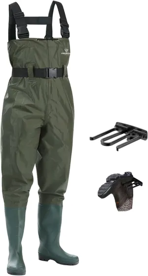Fishing Waders for Men with Boots Womens Chest Waders 2-Ply Nylon/PVC Waterproof for Hunting with Boot Hanger