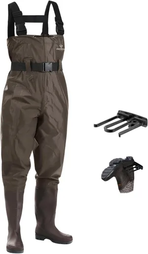 Fishing Waders for Men with Boots Womens Chest Waders 2-Ply Nylon/PVC Waterproof for Hunting with Boot Hanger