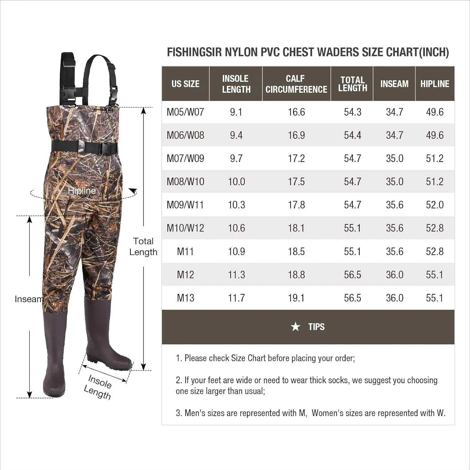 Fishing Waders for Men with Boots Womens Chest Waders 2-Ply Nylon/PVC Waterproof for Hunting with Boot Hanger