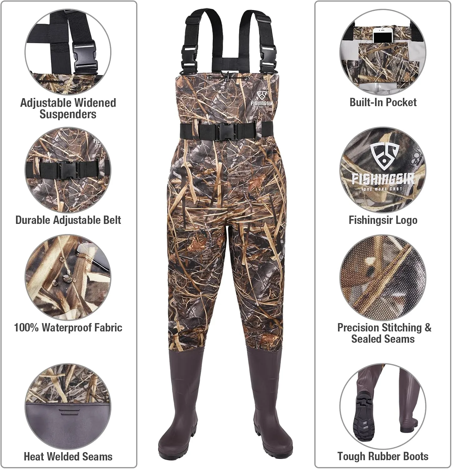 Fishing Waders for Men with Boots Womens Chest Waders 2-Ply Nylon/PVC Waterproof for Hunting with Boot Hanger