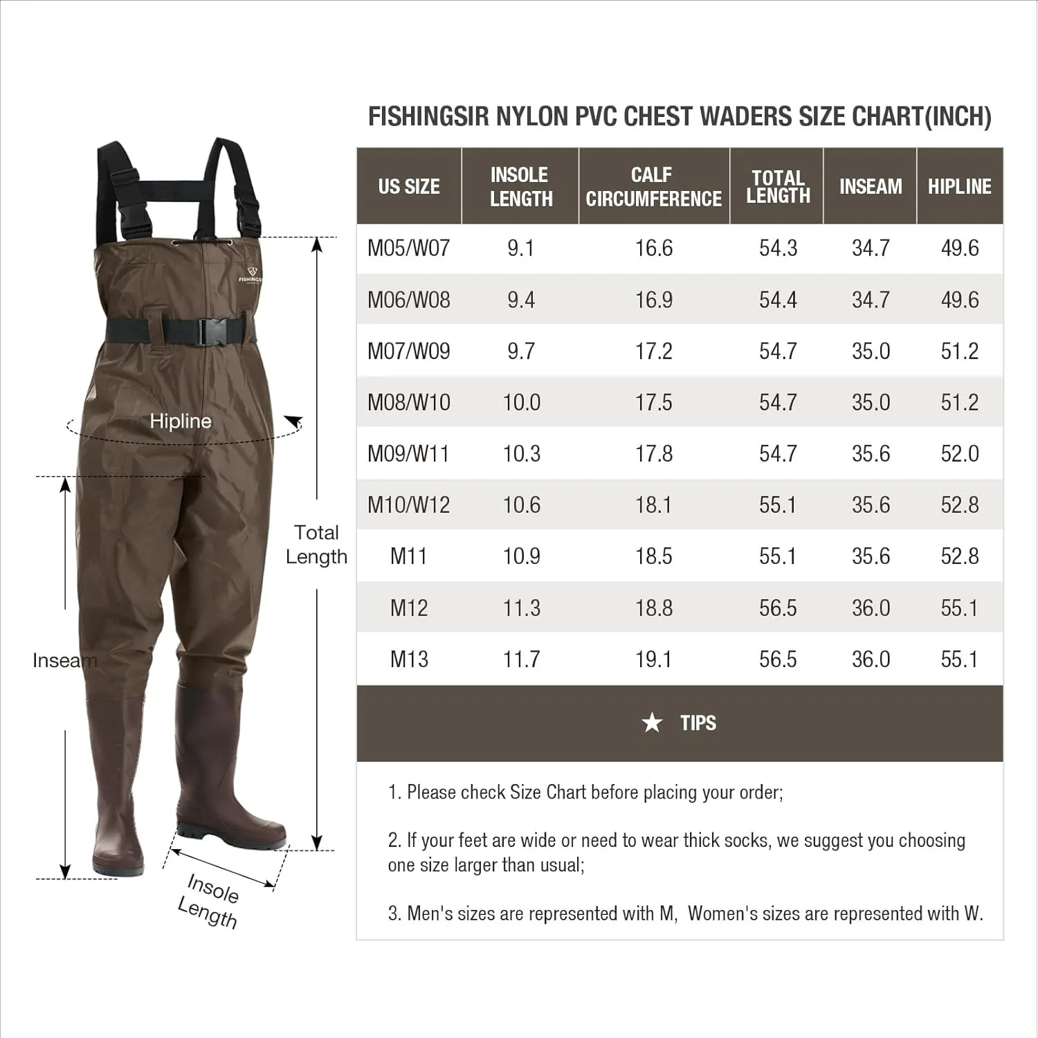Fishing Waders for Men with Boots Womens Chest Waders 2-Ply Nylon/PVC Waterproof for Hunting with Boot Hanger