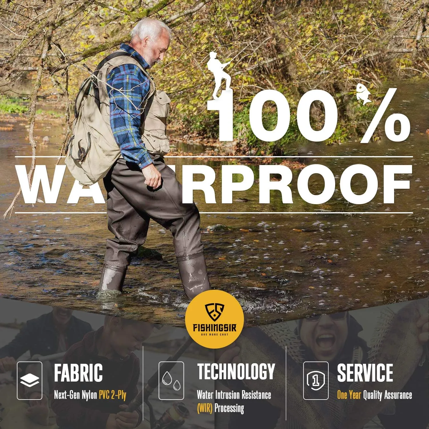 Fishing Waders for Men with Boots Womens Chest Waders 2-Ply Nylon/PVC Waterproof for Hunting with Boot Hanger