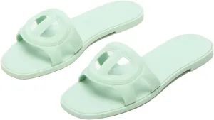 Flat Slide Sandals for Women Summer Open Round Toe Slippers Comfortable Slip On Beach Slides Shoes
