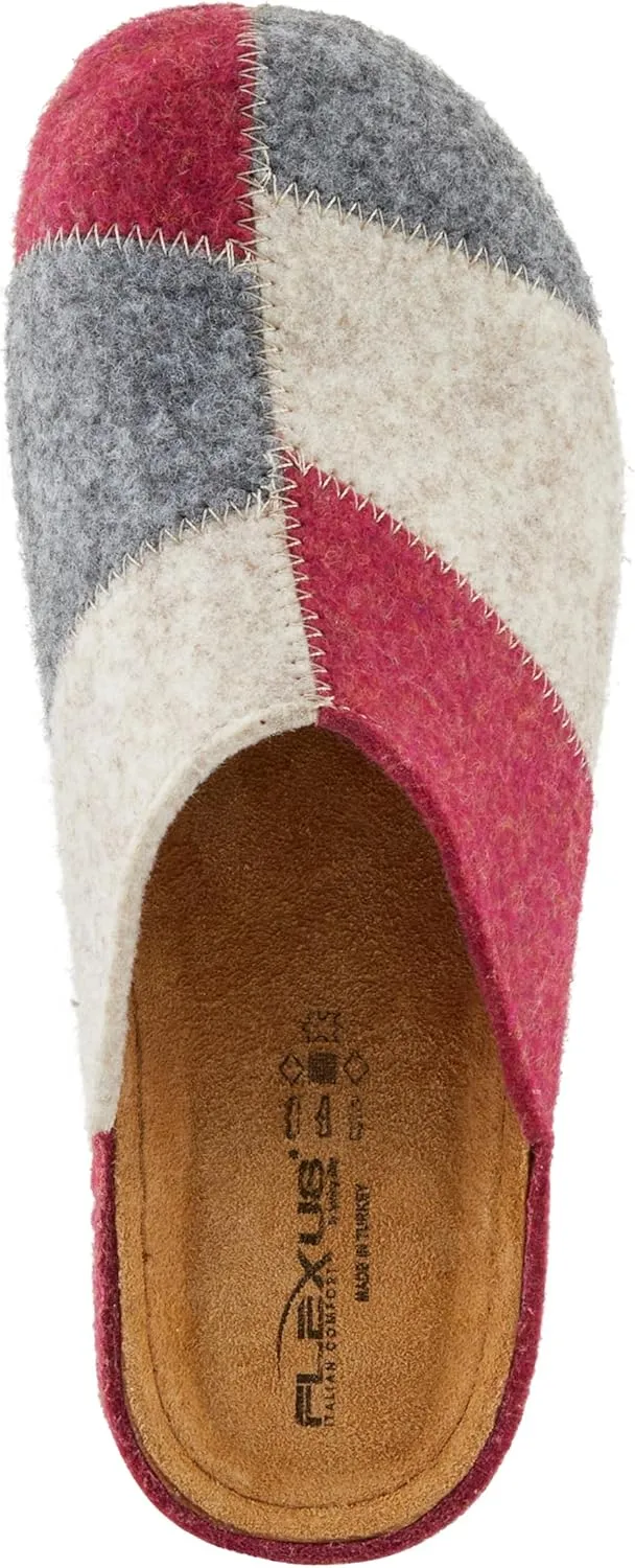 Flexus Women's PATCHY Leather Clog with Patchwork Design, Adjustable Strap, and Cushioned Footbed