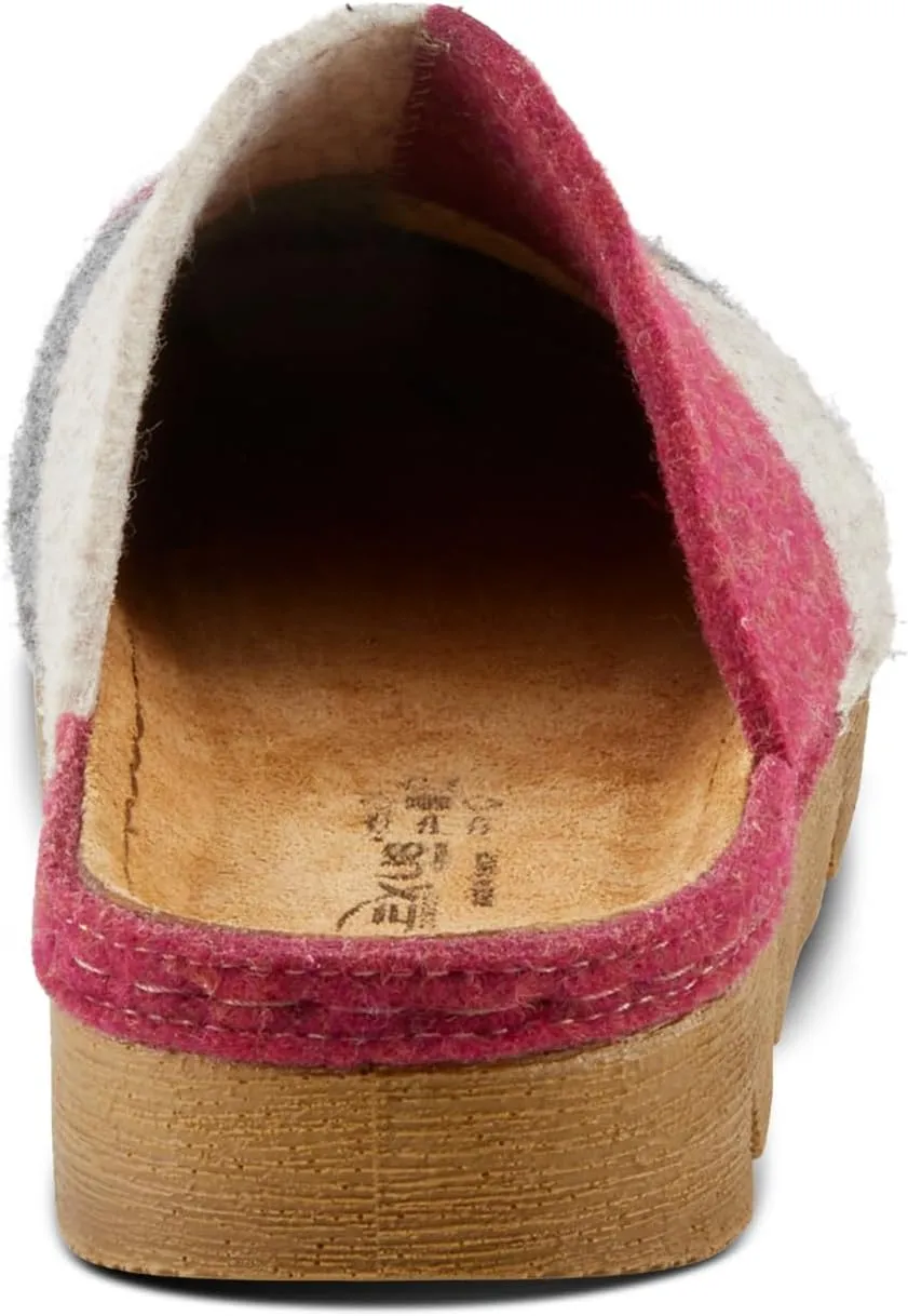 Flexus Women's PATCHY Leather Clog with Patchwork Design, Adjustable Strap, and Cushioned Footbed