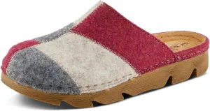 Flexus Women's PATCHY Leather Clog with Patchwork Design, Adjustable Strap, and Cushioned Footbed