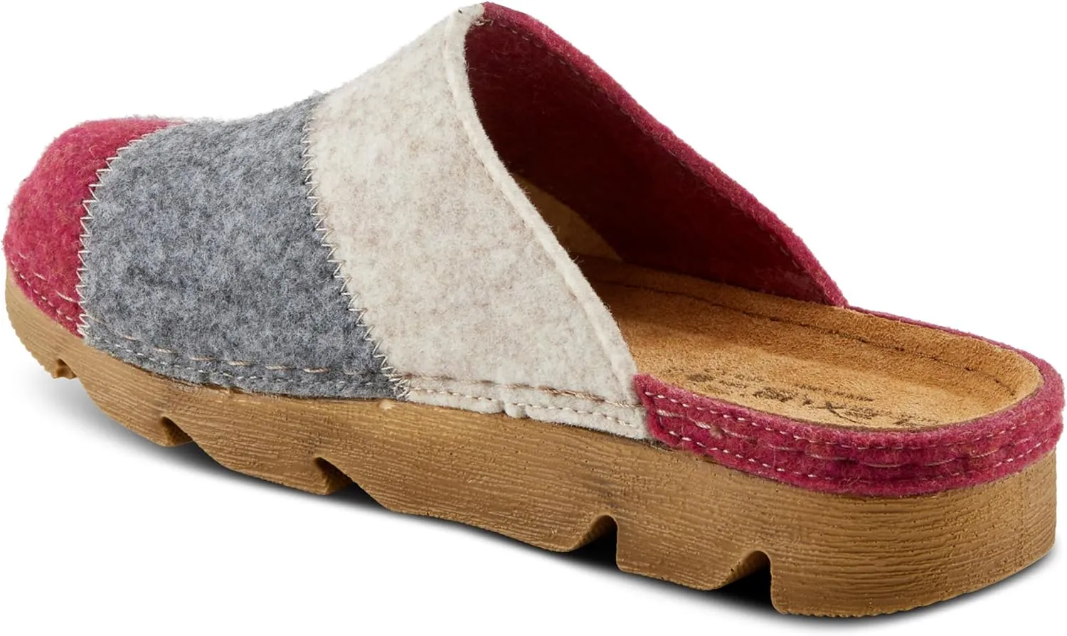 Flexus Women's PATCHY Leather Clog with Patchwork Design, Adjustable Strap, and Cushioned Footbed