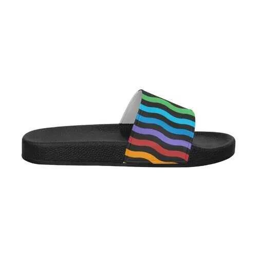 Flip-Flop Sandals, Rainbow Stripe Style Women's Slides