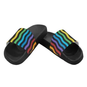 Flip-Flop Sandals, Rainbow Stripe Style Women's Slides