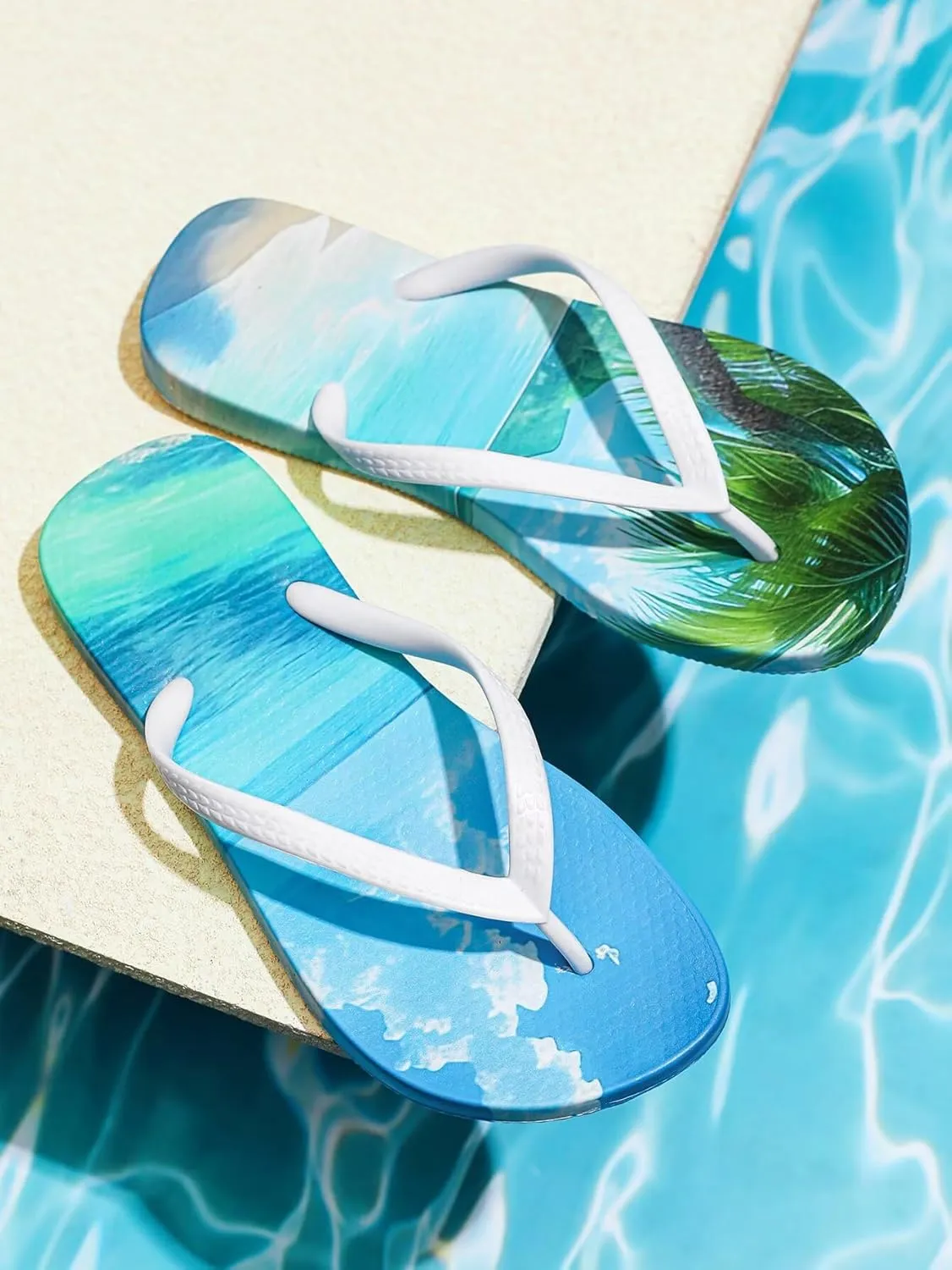 Flip Flops for Women Slip on Walking Thong Sandals Arch Support Beach Pool Slide Slippers