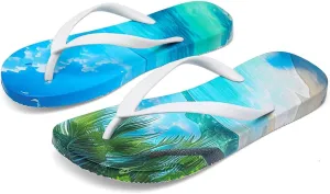 Flip Flops for Women Slip on Walking Thong Sandals Arch Support Beach Pool Slide Slippers