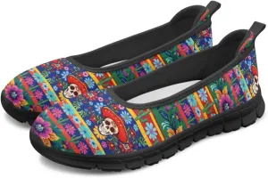 Flower Pattern Shoes for Women Slip On Loafer Flats Mesh Walking Shoes for Ballet Nurse Work Comfortable Everyday Wear