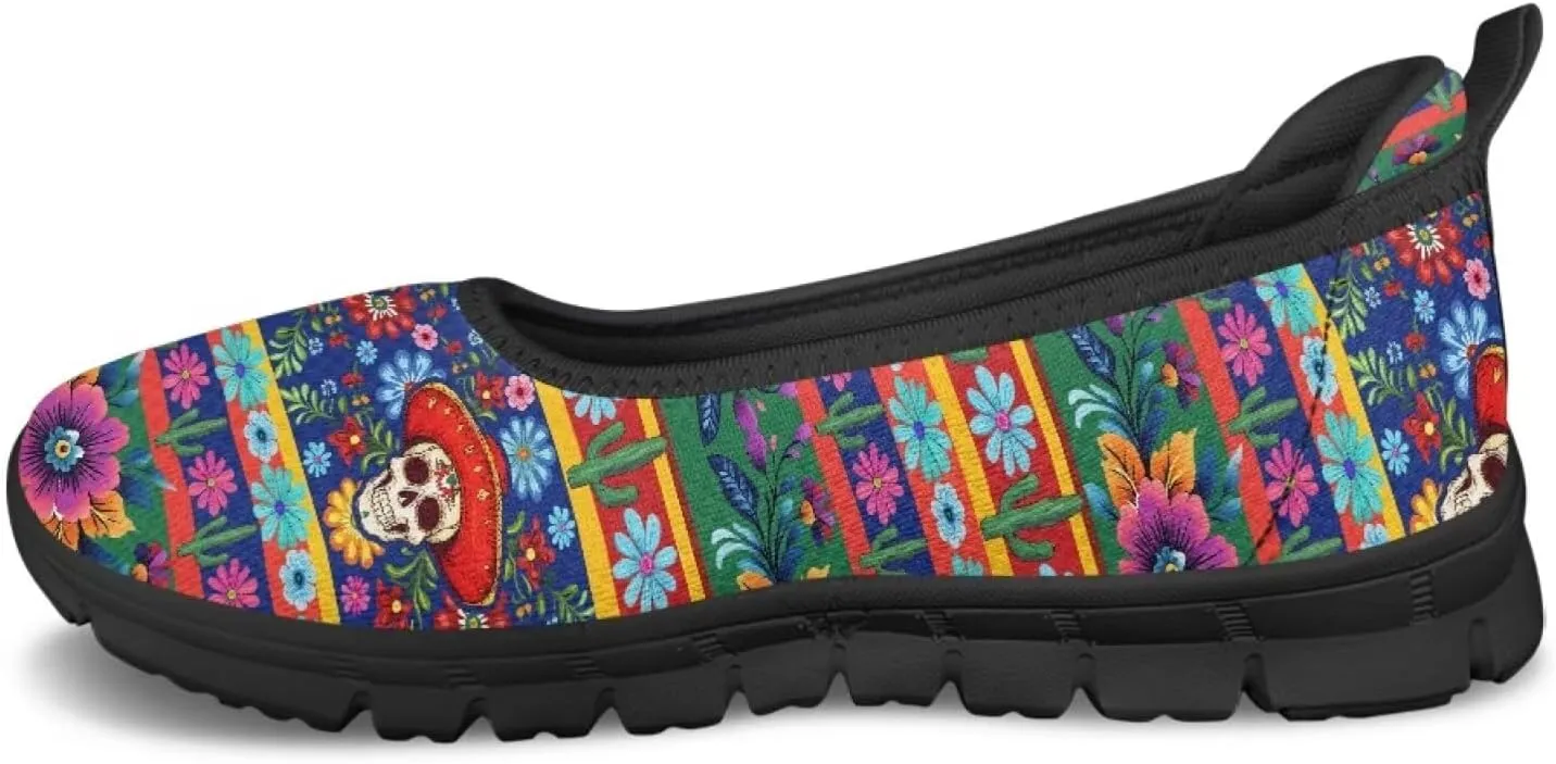 Flower Pattern Shoes for Women Slip On Loafer Flats Mesh Walking Shoes for Ballet Nurse Work Comfortable Everyday Wear