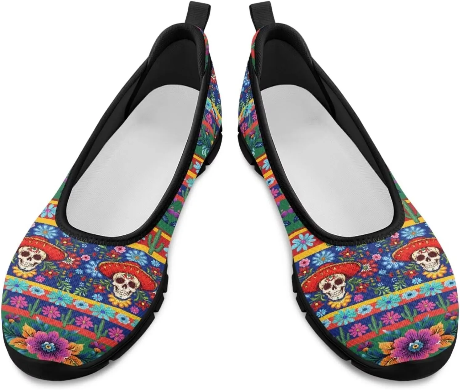 Flower Pattern Shoes for Women Slip On Loafer Flats Mesh Walking Shoes for Ballet Nurse Work Comfortable Everyday Wear