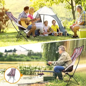 Folding Camping Chair Ultralight High Back Folding Camp Chair Portable with Nylon Mesh, Headrest for Outdoor, Fishing, Hiking, Backpacking, Travel, Supports 150kg