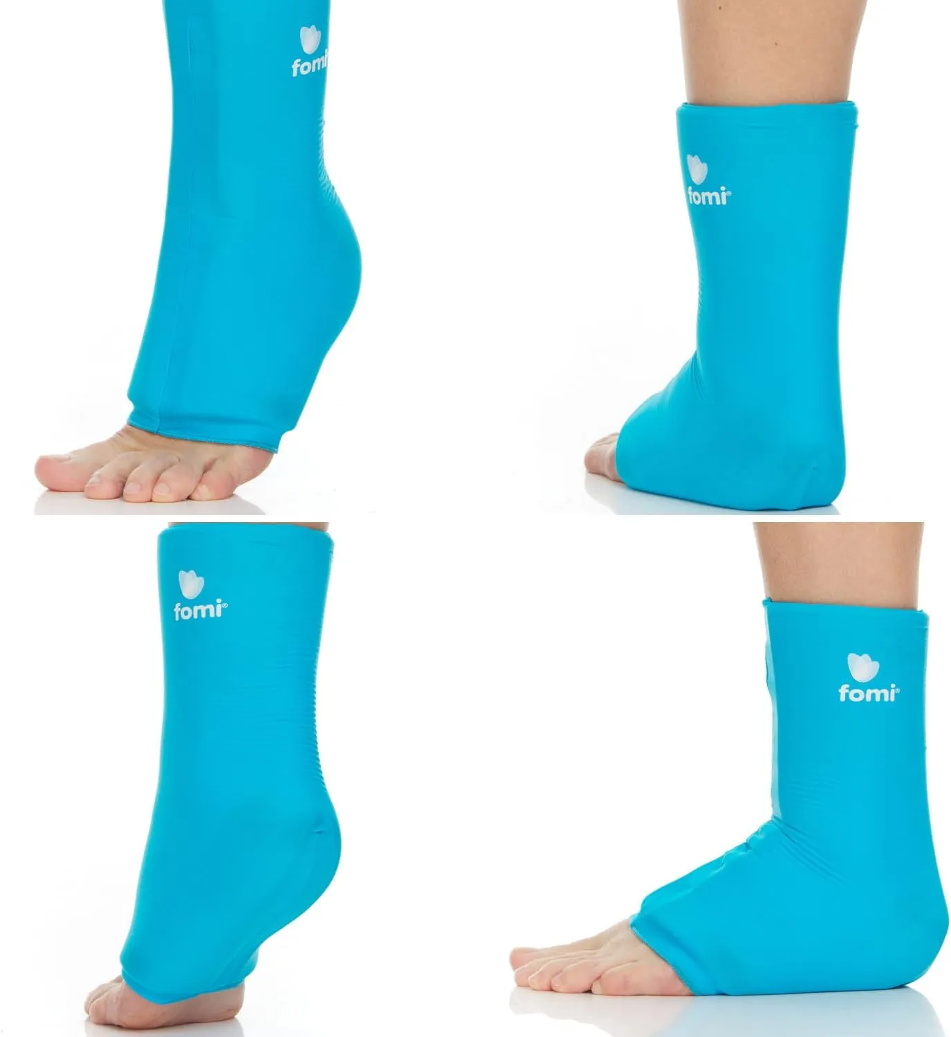 FOMI Hot Cold Ankle Foot Gel Ice Pack Wrap | 2 Pack | Premium Comfort 360 Degree Solid Gel Cooling Compression for Plantar Fasciitis, Heel Spurs, Achilles, Tendonitis, Sore Feet, Gout