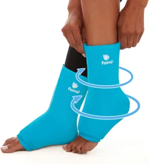 FOMI Hot Cold Ankle Foot Gel Ice Pack Wrap | 2 Pack | Premium Comfort 360 Degree Solid Gel Cooling Compression for Plantar Fasciitis, Heel Spurs, Achilles, Tendonitis, Sore Feet, Gout
