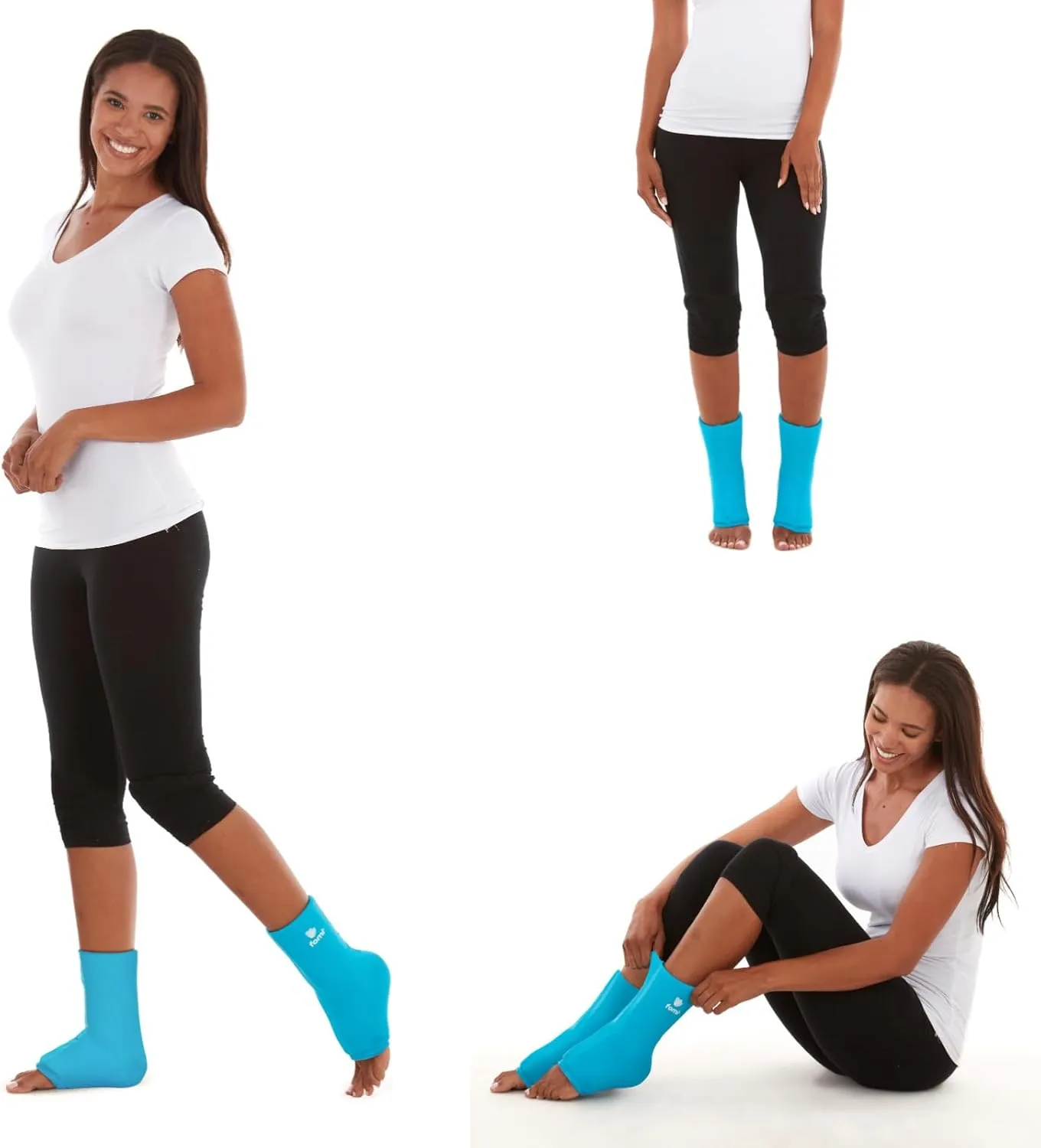 FOMI Hot Cold Ankle Foot Gel Ice Pack Wrap | 2 Pack | Premium Comfort 360 Degree Solid Gel Cooling Compression for Plantar Fasciitis, Heel Spurs, Achilles, Tendonitis, Sore Feet, Gout