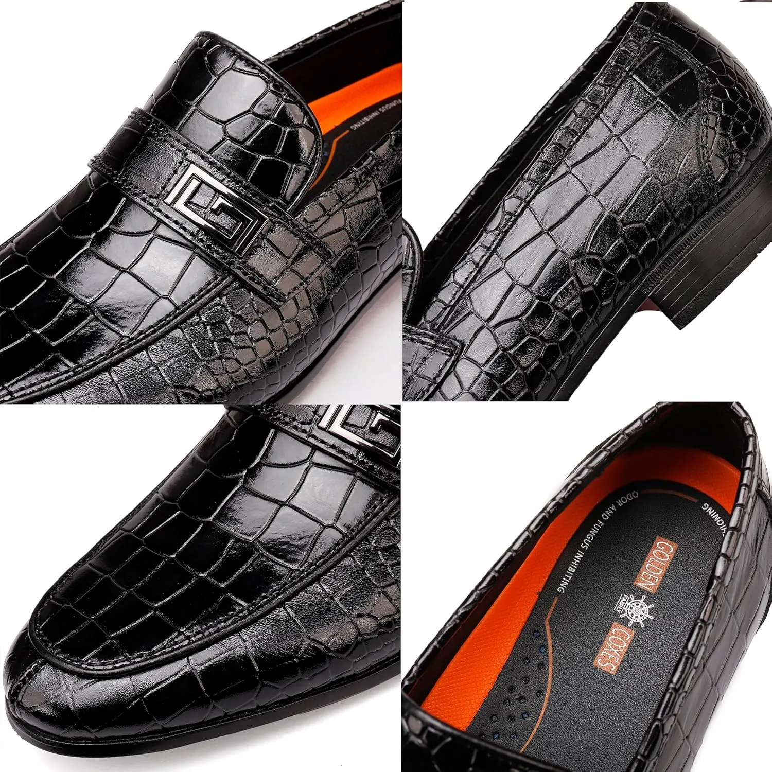 Formal Leather Men's Dress Loafer Classic Crocodile Printed Slip-on Penny Loafers Business Premium Shoes for Men