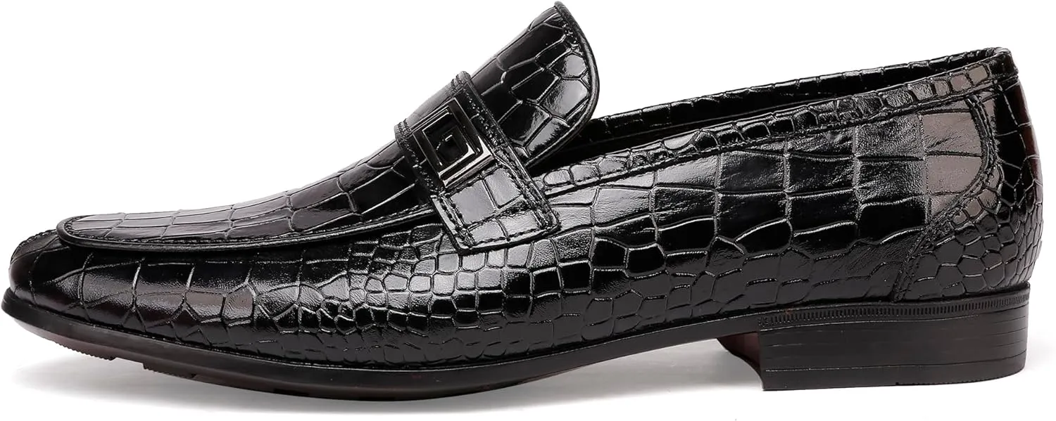 Formal Leather Men's Dress Loafer Classic Crocodile Printed Slip-on Penny Loafers Business Premium Shoes for Men
