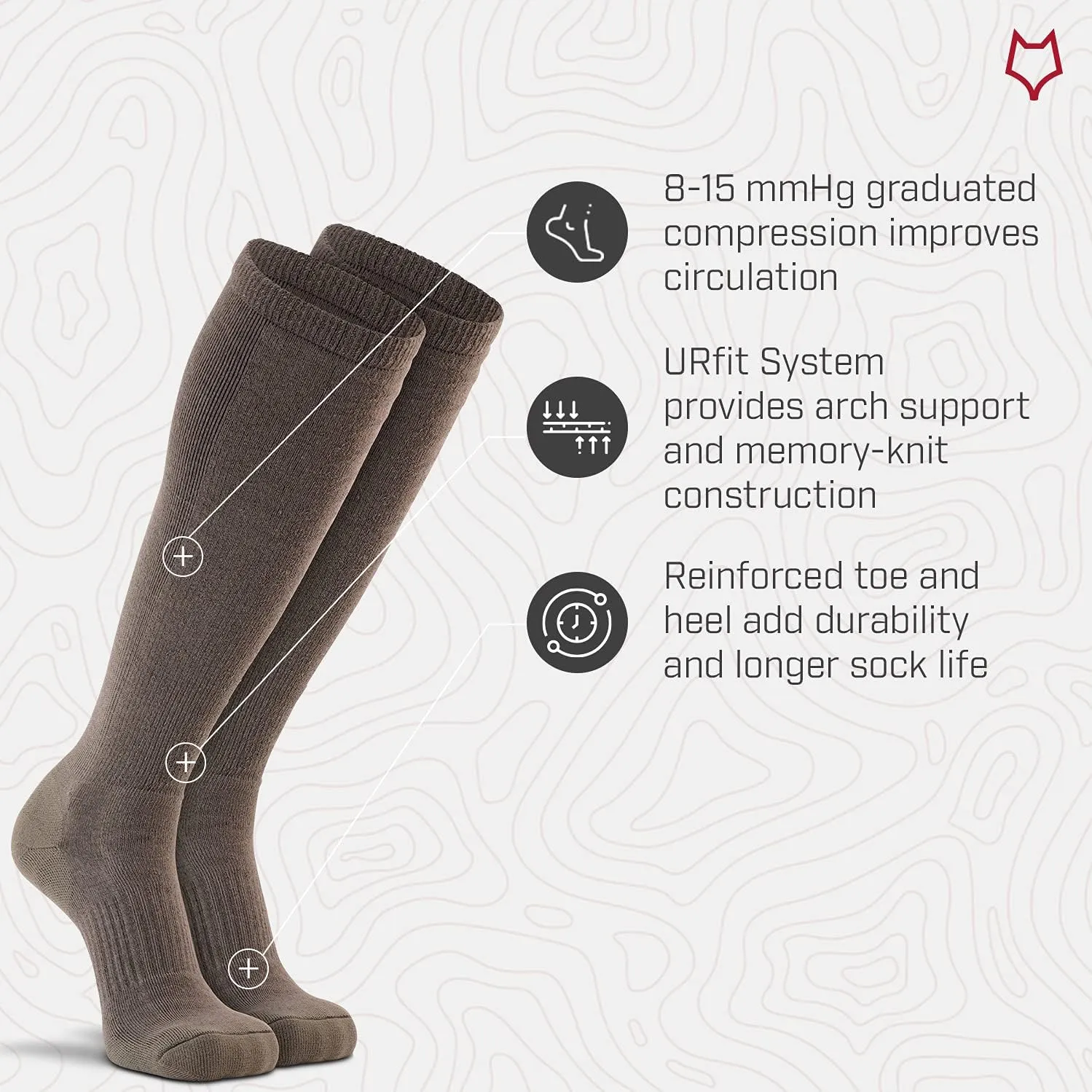 Fox River Tactical Boot Socks, Mid-Calf, Wick Dry, Quick Dry Fibers, Memory-Knit Construction, Shock Absorbing, Army Colors