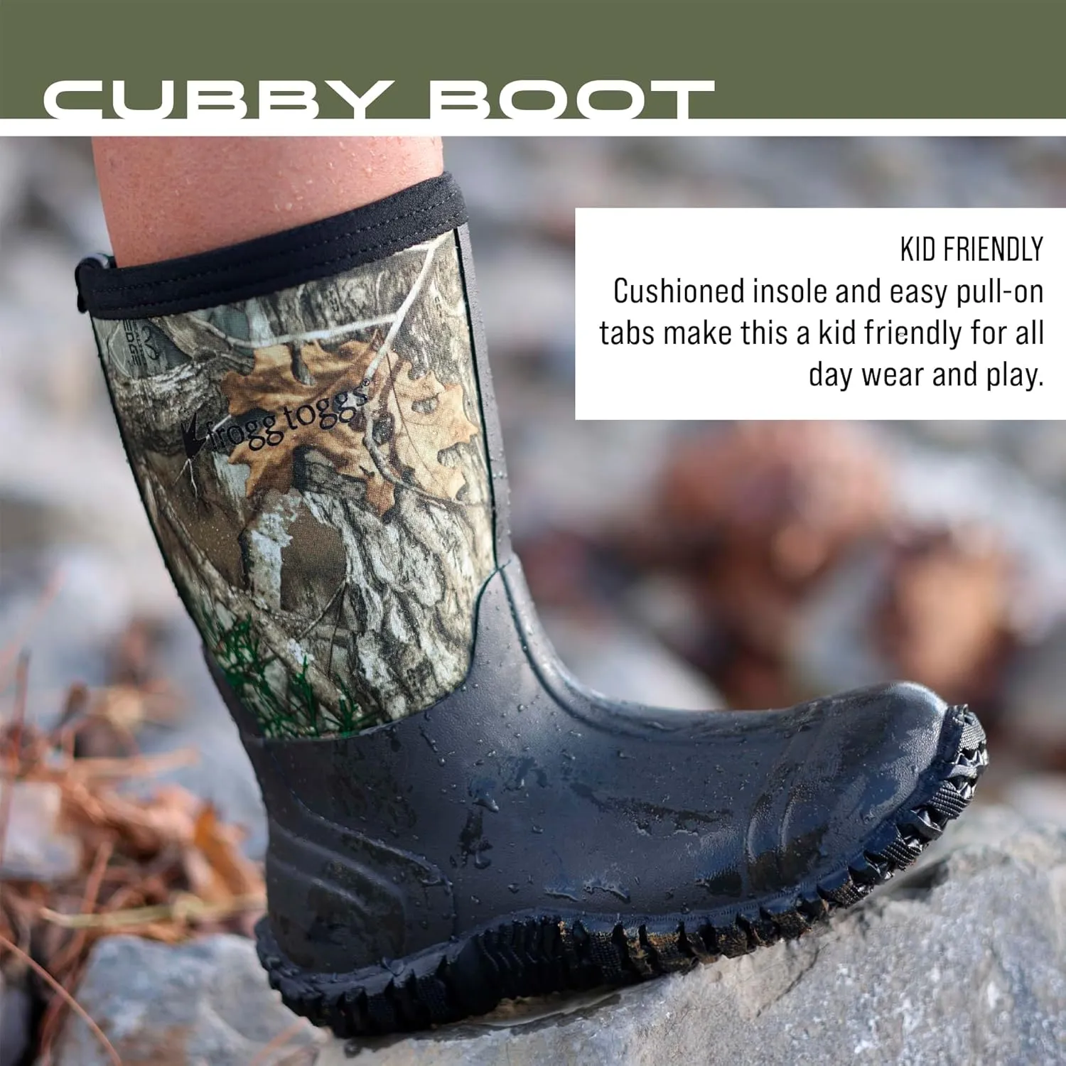 FROGG TOGGS Cubby Kids 100% Waterproof Rubber Boot with Neoprene Upper