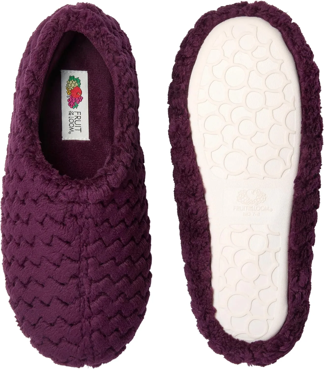 Fruit of the Loom House Slippers For Women, Memory Foam Insole, Indoor Outdoor, Comfy, Chevron