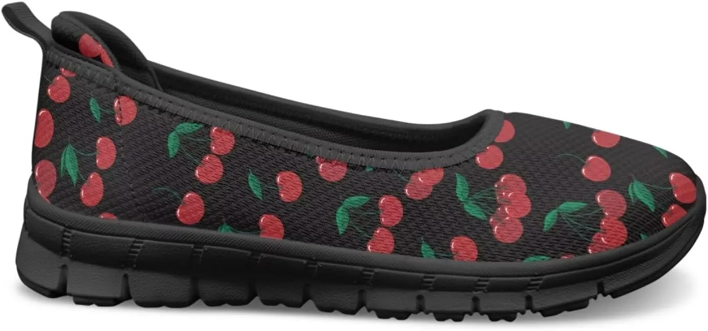 Fruit Print Shoes for Women Slip On Low Cut Loafer Flats Mesh Non Slip Indoor Outdoor Comfortable Shoes for Everyday Wear
