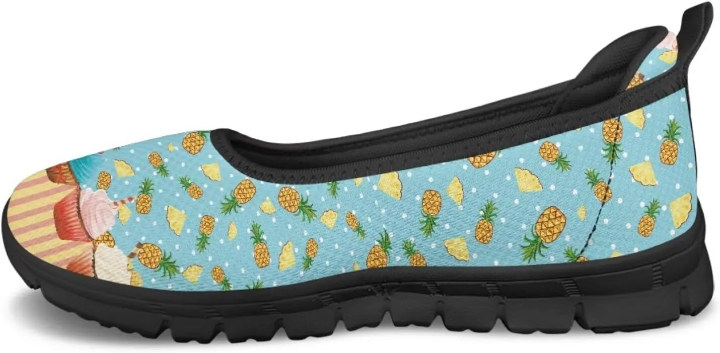Fruit Print Shoes for Women Slip On Low Cut Loafer Flats Mesh Non Slip Indoor Outdoor Comfortable Shoes for Everyday Wear