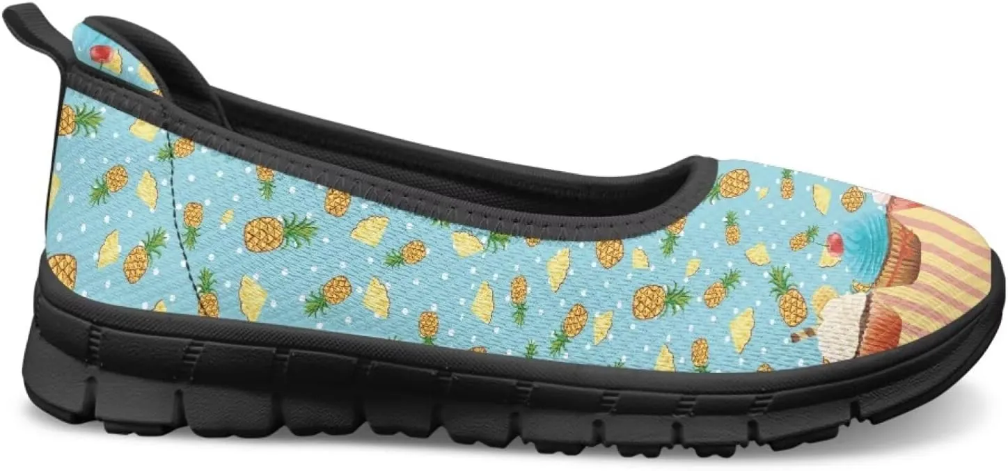 Fruit Print Shoes for Women Slip On Low Cut Loafer Flats Mesh Non Slip Indoor Outdoor Comfortable Shoes for Everyday Wear