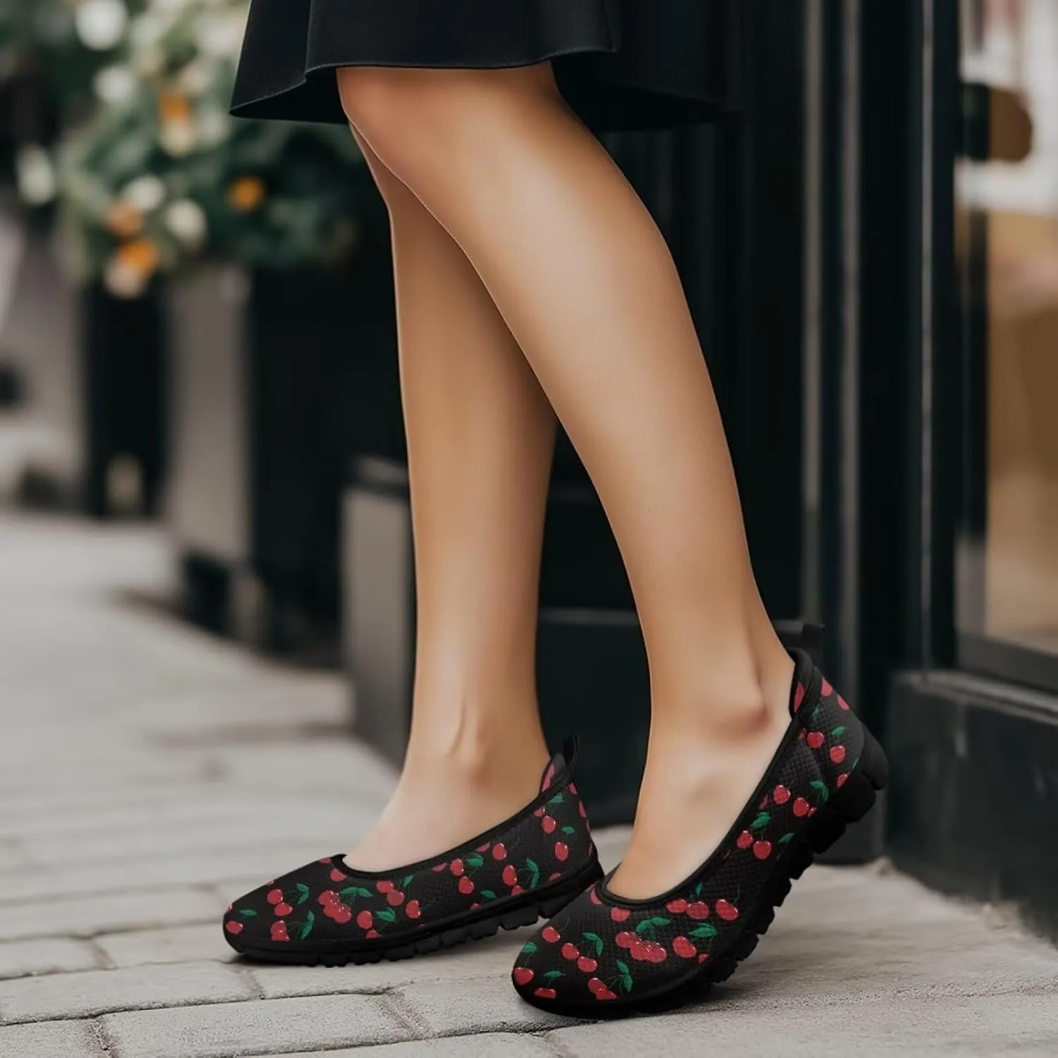 Fruit Print Shoes for Women Slip On Low Cut Loafer Flats Mesh Non Slip Indoor Outdoor Comfortable Shoes for Everyday Wear