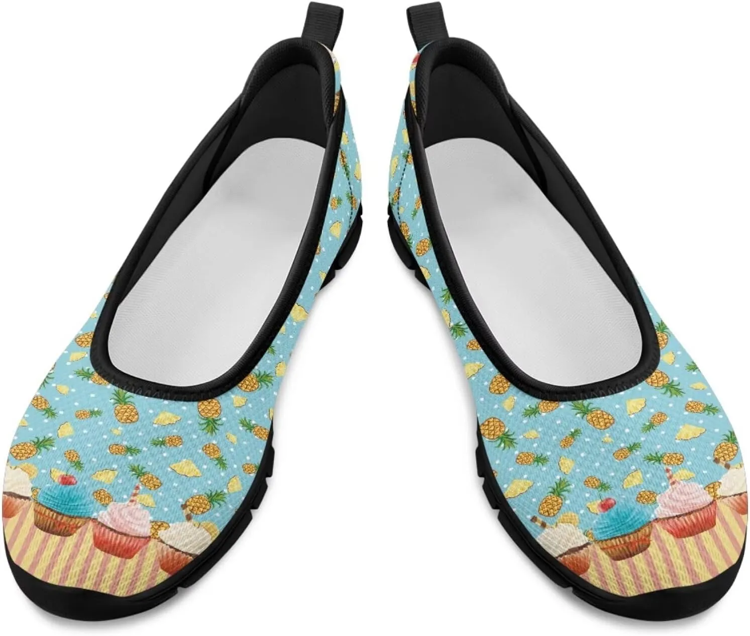 Fruit Print Shoes for Women Slip On Low Cut Loafer Flats Mesh Non Slip Indoor Outdoor Comfortable Shoes for Everyday Wear