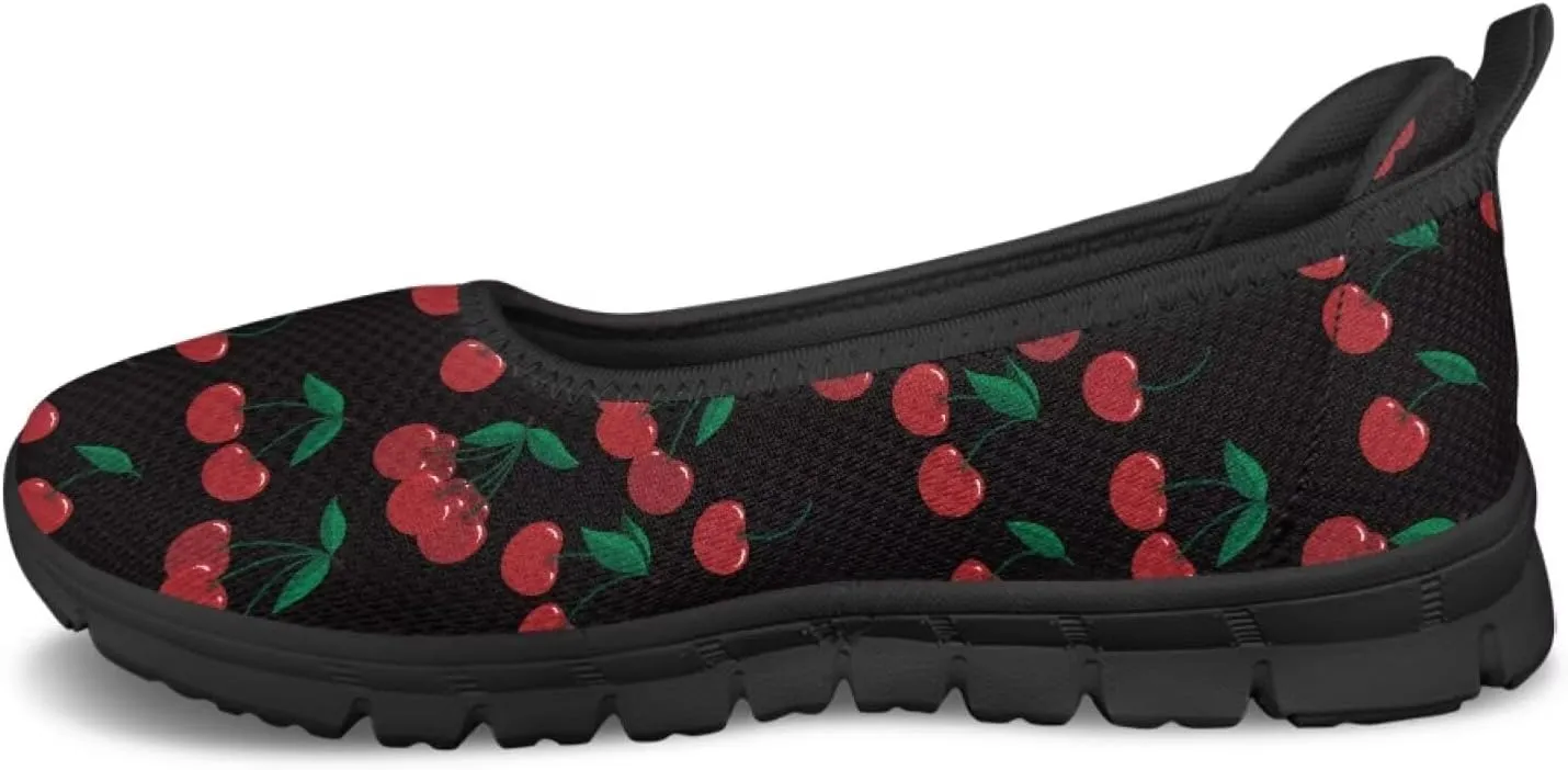 Fruit Print Shoes for Women Slip On Low Cut Loafer Flats Mesh Non Slip Indoor Outdoor Comfortable Shoes for Everyday Wear